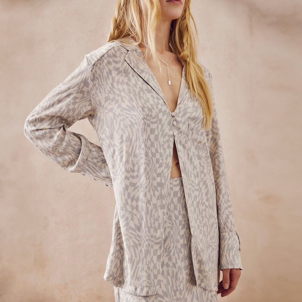 NWT - Free People Beatrice Top in Silver Combo